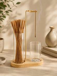 1PC Two-In-One Incense Burner, Special Metal Incense Holder For Anti-Fly Ash Incense Burner, With Detachable Glass Ash Box And Aromatherapy Candle Storage Rack, Elegant Aromatherapy Design, Suitable For Meditation, Yoga, Tea Room And Home Decoration. - Multicolor - View 1
