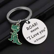1pc Minimalist Creative Cute Dinosaur Letter Round Keychain, Surprise Gift For Friends And Classmates At School Graduation Ceremony, DIY Clothing And Bag Charm, Birthday Memorial Gift For Girlfriend And Partner, Unisex - Multicolor - View 2