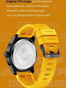 NAVIFORCE Popular Male Wristwatch Military Sports Shockproof Waterproof Silicone Watch Men Fashion Casual Clock - Yellow - View 11