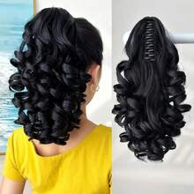 LYSW European And American Style Ponytail Hair Clip For Women, Roman Curl Short Ponytail, High Temperature Synthetic Fiber, Fluffy Natural Look, HA2907 - Multicolor - View 1