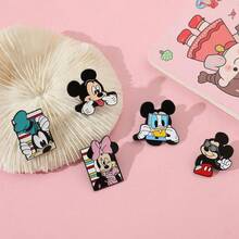 Disney Cute Creative Minnie & Mickey Mouse Cartoon Character Metal Brooch Badge Pin Accessory For Clothes Bags Funny Metal Badge Ornament - Multicolor - View 7