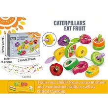1 Set Children Boys Girls Fruit Beaded Beads ABS With Graphic Cognition Learning Cards Educational Toy Classification Stacking Fine Motor Skills Toy Suitable For Preschool Montessori Early Education Tools - Multicolor - View 3