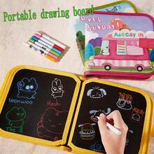 1 Set Portable Erasable Drawing Book, Double-Sided Dust-Free Blackboard Doodle Sketchbook, Washable Early Education Painting Toy, Halloween Thanksgiving Birthday Gift - Multicolor - View 1