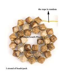 1 Strand 6/8/10MM Natural Stone Pyramid Shape Picture Jades Spacer Beads For Jewelry Making Diy Bracelets Accessories - Khaki - View 8