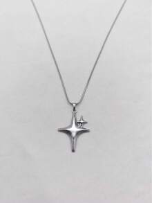 1pc Elegant Stainless Steel Gold Plated Star Pendant Necklace Unisex Daily Wear Couple Gift Holiday Present - Multicolor - View 10