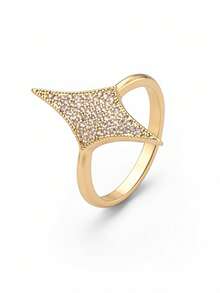Ashenrae 1pc Elegant Personalized Four-Pointed Star Shaped Cubic Zirconia Inlaid Women Fashion Ring - Multicolor - View 5