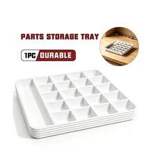 1pc White Multi-Compartment Parts Storage Tray, One-Piece Molded Tool Organizer Tray, Practical Non-Slip Compartment Design, Independent Dividers Provide Dedicated Storage Space For Screws - Tray - View 5