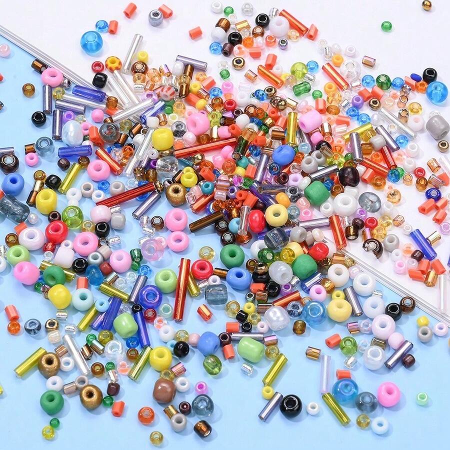 840pcs Mixed Color Glass Seed Beads Kit, Tube Beads For DIY Jewelry Making, Bohemia Bracelets, Necklaces, Earrings And Waist Chain,Bag Crafts - Random Style - View 1