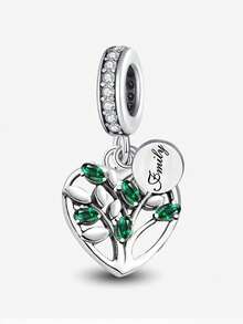 1pc Green Beaded Clover Pendant, Suitable For Women's Bracelet, Bangle DIY Jewelry Making And Daily Wear Accessory Decoration - Silver - View 14