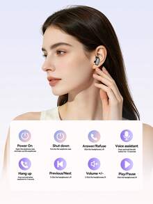 Acer OHR824 In-Ear Wireless Bluetooth Earbuds Mini Portable Soft Ear Tips Comfortable Long Wear Bluetooth 6.0 Cinema-Grade Surround Stereo Sound Battery Indicator Charging Case Suitable For Commuting Office Sports Daily Use - View 10