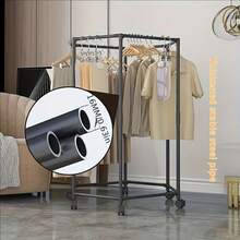 1 Set 360° Rotating Hexagonal Clothes Drying Rack, Space-Saving Heavy-Duty Mobile Garment Rack, Foldable Clothing Storage Rack, Sturdy Metal Frame Hanging Rack, Self-Standing Vertical Portable Wardrobe, Suitable For Drying And Storing Clothes, Pants, Socks, Etc., For Laundry Room, Home Storage, Small Spaces, Bedroom, Dorm, Also Suitable For Autumn Promotion, Halloween And Christmas Events - Multicolor - View 5