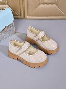 Girls Fashion New Mary Jane Shoes Non-Slip Sole - Beige - View 2