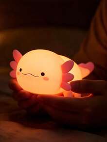 1PC Cute Piranha Night Light, Soft Silicone LED Lamp With Touch Control, USB Rechargeable Bedside Lamp, Auto-Off Timer, Suitable For Bedroom, Dorm Room, Desk, Home Decor, Cute Gift - Multicolor - View 3