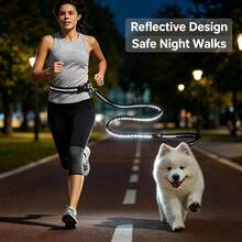 Adjustable Hands‑Free Running Dog Leash, Reflective Shock Absorbing Bungee Waist Pet Leash, Heavy Duty Anti‑Pull Dog Walking Belt Leash For Jogging Hiking Daily Outdoor Use For Medium Large Dogs - Multicolor - View 3