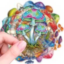 50pcs Colorful Mushroom Doodle PET Stickers, Perfect For Scrapbooking, Journals, Laptops, Bumpers, Skateboards, Water Bottles, Computers, Phones And Other DIY Creative Doodle Sticker Toys - Multicolor - View 4