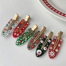 10pcs/Set Candy Christmas Socks Gift Reindeer New English Letter Christmas Hair Clips - Multicolor - View 9