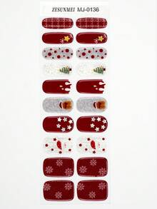 Christmas Semi Cured Gel Nail Strips, 20Pcs Long Lasting Salon Quality Wraps, Easy Apply & Remove Gel Nail Stickers With UV Light - Multicolor - View 5