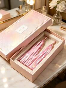 1/2/3bags Pink Iridescent Paper Tassel Garland, Shimmer Metallic Fringe Banner Birthday Bridal Shower, Wedding Backdrop Decorations (Gift Box Packaging) - Iridescent Paper Tassel Pink - View 3