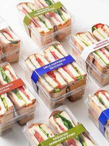 Transparent Lidded Sandwich Box, Rectangular Plastic Takeout Container, Baking Packaging Box, Suitable For Cakes, Toast, Sandwiches, Home Baking, Coffee Shop Takeout Supplies - Transparent - View 1