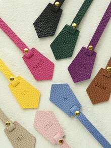 1PC Custom Initials Bag Charm For Handbags Customized Monogram Name Bag Tag Polygon Purse Charm Multicolor Lychee Vegan Leather Birthday Gift - Multicolor - View 4