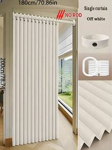1pc Fashionable Foldable Door Curtain - Heat Insulation Function, Textured Polyester Material, Comes With Installation Hooks, Suitable For Living Room, Bedroom Or Kitchen, Can Be Used To Create Private Space Or As Room Decoration Curtain. Modern Style Curtain Made Of Polyester, Suitable For Living Room Curtain. - Multicolor - View 17