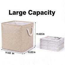 1pc Fabric Storage Basket For Kids Toys, Bedroom Clothes And Socks Organizer, Foldable Linen Storage Bin - Multicolor - View 2