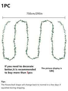 1PC 7.5 M 2.95 Inch Garland Foliage Green Leaves Artificial Wreath Fake Vine For Wedding Party Wall Crafts Home Decor - Green 1 - View 3