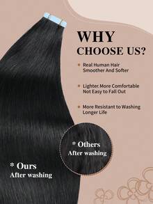 Yilite 18 Inch 10Pcs Jet Black Tape In Hair Extensions Human Hair Straight Soft Human Hair Tape In Extensions Skin Weft Tape Ins Extensions For Women - S1 - View 5