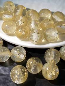 60顆 8/10/12mm 橘色樹脂亮面金箔透明珠，適用於珠寶製作、鑰匙圈、手機鍊、項鍊、手鍊，初學者友善 - 閃橙色 - 查看 3