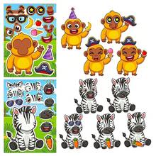 6Sheets Fun Monster Face Swap Puzzle Decals, DIY Assemble Mix & Match Monster Parts Stickers, Waterproof Vinyl Stickers For Travel Luggage, Water Bottle, DIY Craft - Multicolor - View 5