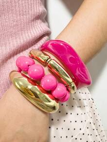 Fashion Old Money Style Exquisite Versatile Bracelet & Bangle Set, Designed For Vacation And Travel - 32975-bra-rose Pink - View 3