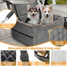 Double Dog Car Seat, Suitable For Two Pets, Comfortable Elevated Seat, Equipped With Dual Safety Belts, Washable & Non-Slip, Fits Small/Medium Dogs - Orange Black - View 2