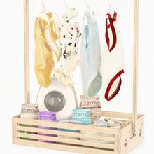 1pc Natural Solid‑Wood Freestanding Kids Clothes Rack With Slatted Bottom Storage Crate, Multi‑Tier Garment Organizer, For Nursery Playroom Children Room Home Decor - Multicolor - View 5