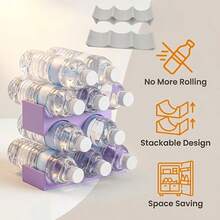 2pcs Refrigerator Beverage Storage Rack, Anti-Roll Bottle Holder, Stackable Fridge Organizer, Space-Saving Beer & Soda Bottle Rack, Kitchen Refrigerator Storage Shelf, Home Beverage Organizer, Fridge Accessories - Multicolor - View 1