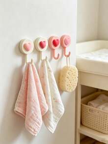 4/1pc Cartoon Cute Tulip No-Drill Storage Hooks, Multi-Purpose Towel And Hair Accessory Hooks, Suitable For Bathroom And Shower - Multicolor - View 8