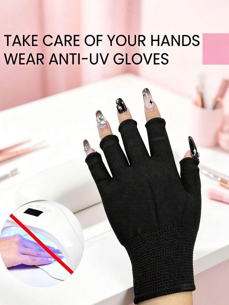 無指 UV 指甲油手套 - UV 防護手套 - 適用於凝膠美甲燈、美甲沙龍、居家 DIY 美甲、手部皮膚護理。多色可選。 - 彩色 - 查看 1