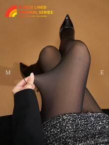MOIRÉALLURE 1雙日常穿著透膚感緊身褲 - 黑色 - 查看 5