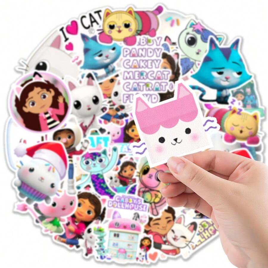 50pcs Gabi Dollhouse Graffiti Cartoon Anime DIY Notebook Luggage Stickers Waterproof - Multicolor - View 1
