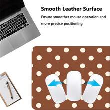 Korean INS Full Screen Brown Base White Polka Dots PU Leather Desk Pad Protector Mouse Pad Office Desk Mat Waterproof Non-Slip PU Desk Blotter Pad Gaming Esports User - View 7
