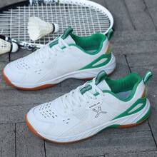 Men Lace‑Up Badminton Shoes Breathable Mesh Upper Indoor Court Training Athletic Sports Sneakers - White - View 7