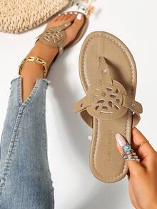Women's Flip Flops, Perfect Gift For Girlfriend - Khaki - View 2