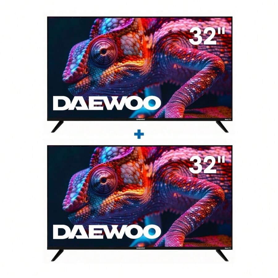 Daewoo Pack 2 TV 32 Pulgadas HD LED Linux OS Dolby Audio WiFi3 2 USB AV Mismo Modelo DAW32H - Tipo de Enchufe B USA (110-127V) - Ver 1
