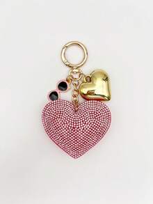 Cute Rhinestone Heart Bag Charm Keychain, Mini Fashion Glasses Key Chain, Key Pendant, Key Ring, Bag Accessory Cute Small Ornament, Graduation Gift, Car Accessory, Phone Charm, Suitable For College Backpacks, Campus Bags, Wallet Decoration - Multicolor - View 10