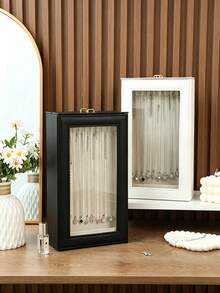 Necklace Storage Box Jewelry Display Box White 2-Layer Anti-Tangle PU Leather Velvet Transparent Window Style Suitable For Necklaces Bracelets Gift For Women Girls Daughters Home Aesthetic Decor - Multicolor - View 2