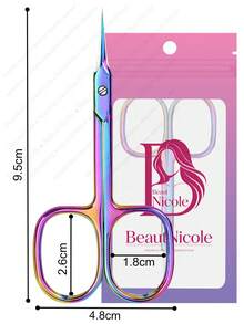 BeautNicole 1pc Stainless Steel Curved Blade Nail Scissors, Multipurpose Small Scissors For Nails, Eyebrows, Eyelashes, Dry Skin, Nail Art Tools, Back To School Supplies - Multicolor - View 6