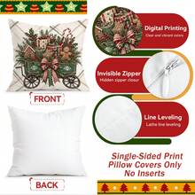 4pcs/1pc Gingerbread Man Carriage Christmas Pattern Pillow Case Without Insert, Single Side Printed Pillow Case, Suitable For Living Room Bedroom Home Decor, All Season Pillow Case - Multicolor - View 4