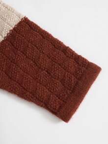 Vintage Contrast Color Turn-Down Collar Cable Knit Young Boy Casual Autumn Sweater - Multicolor - View 4