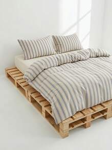 Veyra Day 3pcs Back To School Season Nordic Minimalist Style Ins Striped Plaid Bedding Set 2 Pillowcases + 1 Duvet Cover Set (Excluding Bed Sheet And Inner Core) - Multicolor - View 9