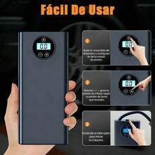 Deerking Mini Inflador Portátil 150 PSI Inalámbrico con Pantalla LCD, Compresor de Aire Recargable con Luz LED y Apagado Automático para Auto Moto Bicicleta Balones y Viajes - Cableado - Ver 3