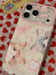 Girl Heart Hair Clip Cute Cat Design Compatible With Apple 17 Phone Case 17 Pro Max New 16 Premium Feel 15 Protective Cover 16 Pro Silicone Anti-Drop Full Coverage Super Pretty Women Soft - Pink - View 2